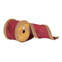 Vickerman 4" x 10Yd Red Dupion with Gold Jewel Edges Ribbon
