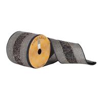 Vickerman 4" x 10Yd Black and Gold Glitter Striped Center Ribbon