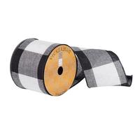 Vickerman 4" x 10Yd Black/White Soft Plaid Ribbon