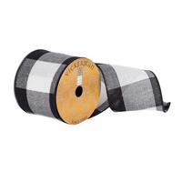 Vickerman 4" x 10Yd Black / White Plaid Ribbon