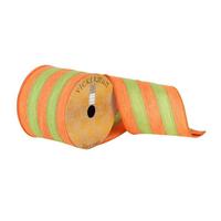 Vickerman 4" x 10Yd Orange / Green Striped Ribbon