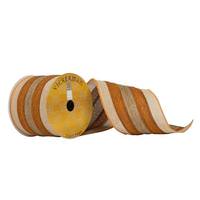 Vickerman 4" x 10yd Natural/Orange Striped Ribbon