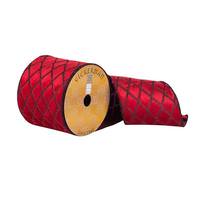 Vickerman 4" x 10Yd Red Soft Woven Net Dupion Ribbon