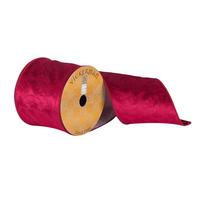 Vickerman 4" x 10Yd Red Woven Leaf Pattern Ribbon