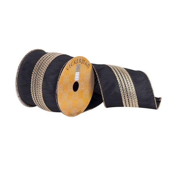 4" x 10Yd Midnight Blue with Gold Center Ribbon