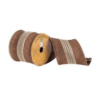 Vickerman 4" x 10Yd Chocolate with Gold Center Ribbon