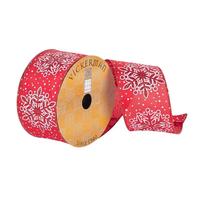 Vickerman 2.5" x 10Yd Red Dupion with Glitter Snowflake Pattern Ribbon