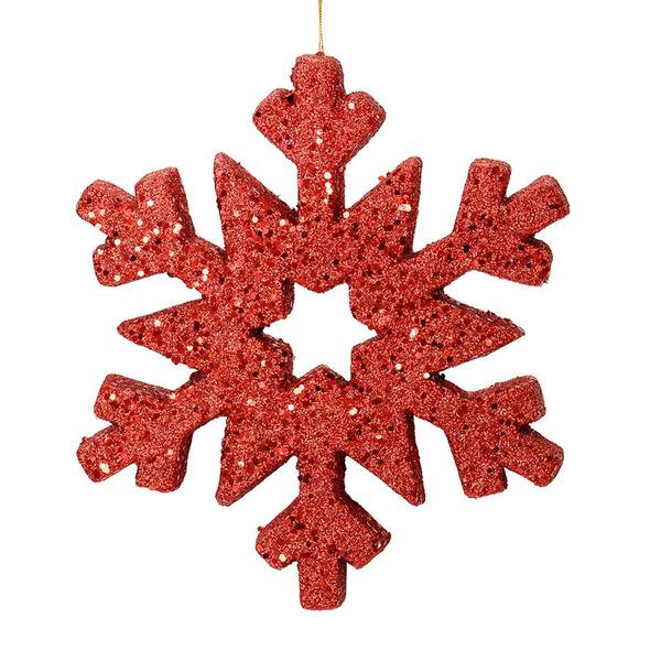 12" Red Outdoor Glitter Snowflake Ornament