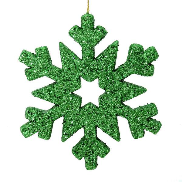 12" Green Outdoor Glitter Snowflake Ornament