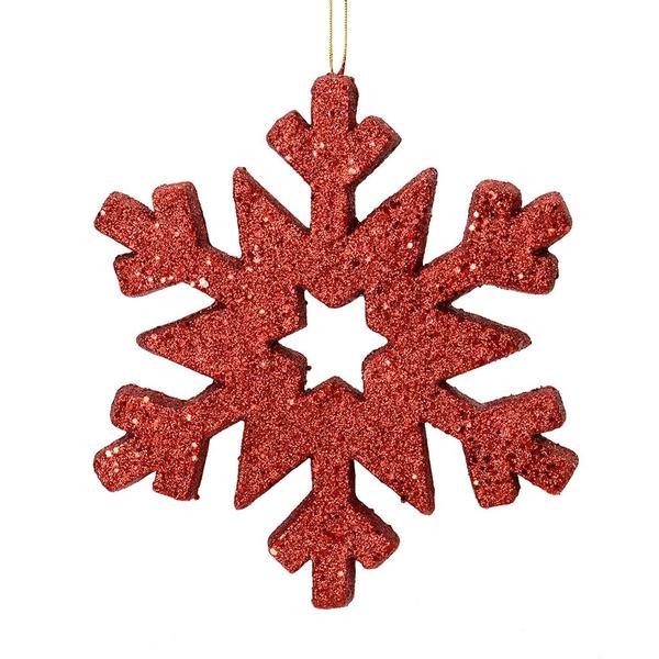12" Burgundy Outdoor Glitter Snowflake Ornament