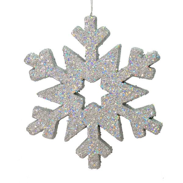 12" Silver Outdoor Glitter Snowflake Ornament