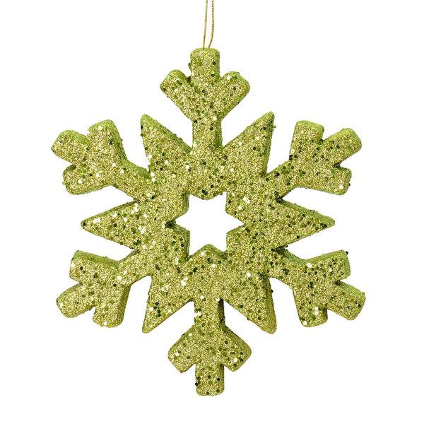 12" Lime Outdoor Glitter Snowflake Ornament