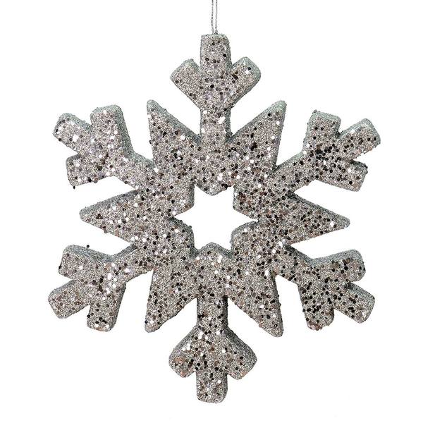 12" Pewter Outdoor Glitter Snowflake Ornament