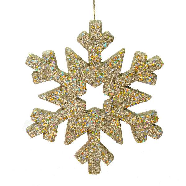 12" Champagne Outdoor Glitter Snowflake Ornament