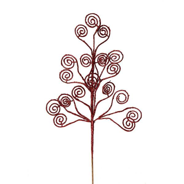17" Burgundy Glitter Curly Spray (6 pack)