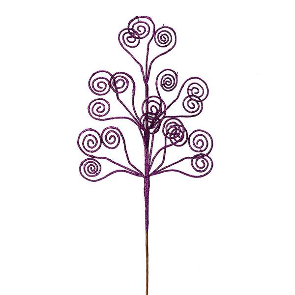 17" Purple Glitter Curly Spray (6 pack)