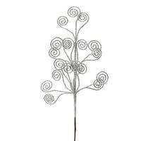 Vickerman 17" Silver Glitter Curly Spray (6 pack)