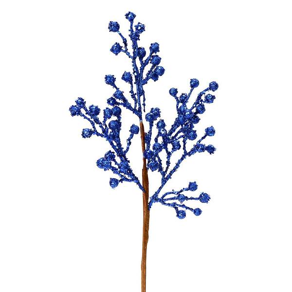 17" Blue Glitter Berry Spray (6 pack)