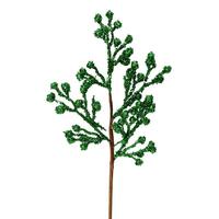 Vickerman 17" Green Glitter Berry Spray (6 pack)