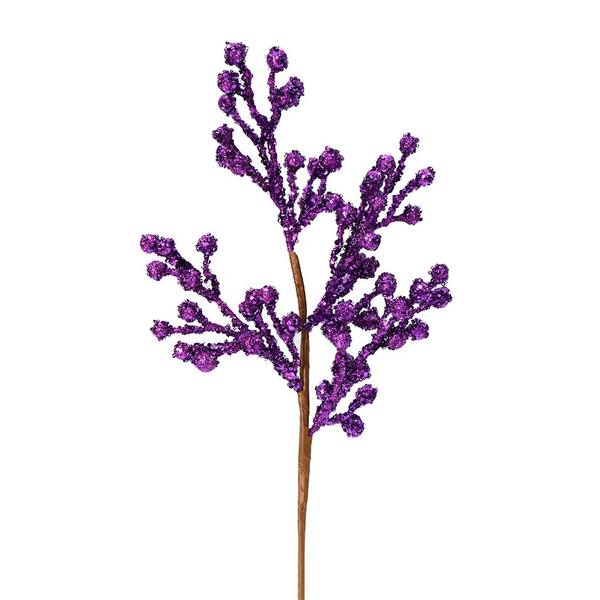 17" Purple Glitter Berry Spray (6 pack)