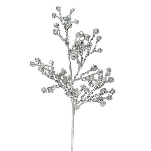 17" Silver Glitter Berry Spray (6 pack)