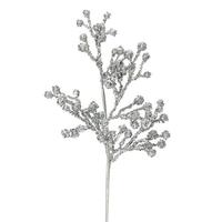 Vickerman 17" Silver Glitter Berry Spray (6 pack)