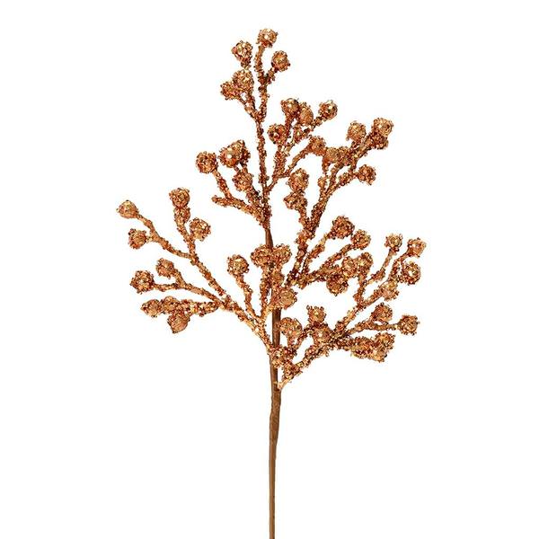 17" Rose Gold Glitter Berry Spray (6 pack)