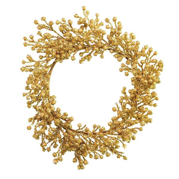 22" Artificial Gold Glitter Berry Wreath