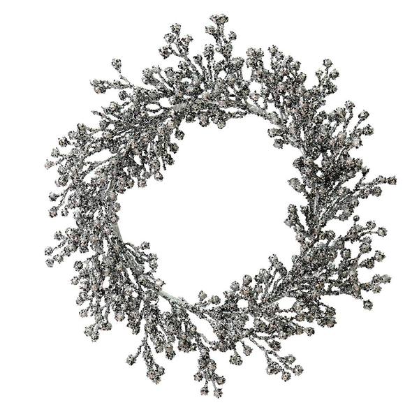 22" Artificial Pewter Glitter Berry Wreath