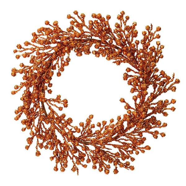 22" Artificial Copper Glitter Berry Wreath