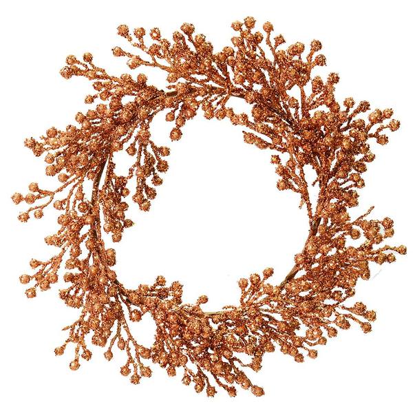 22" Artificial Rose Gold Glitter Berry Wreath