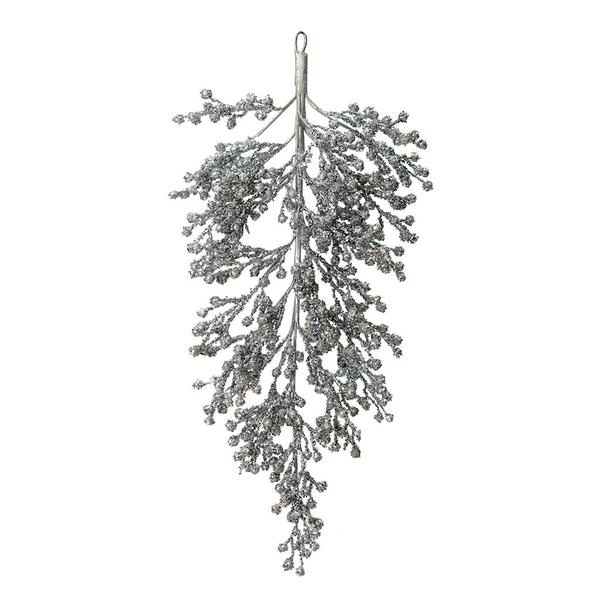 33" Artificial Silver Glitter Berry Teardrop