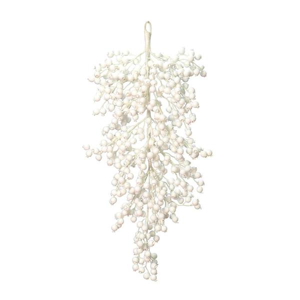 32" Artificial White Flocked Berry Teardrop