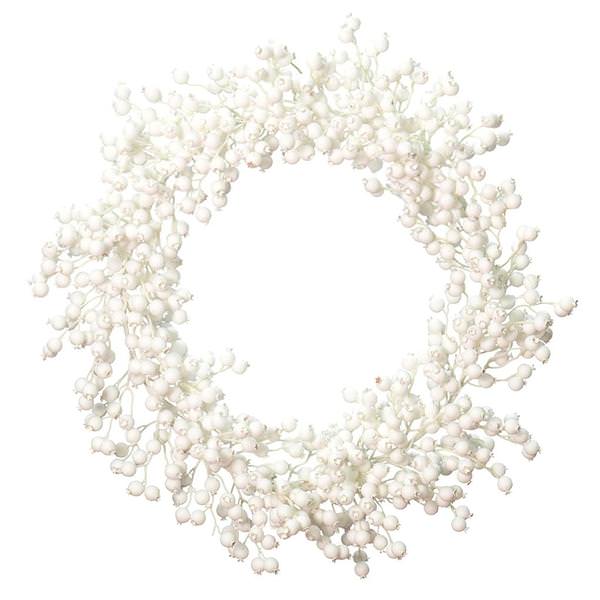 28" Artificial White Flocked Delux Berry Wreath