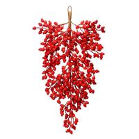 Vickerman 32" Artificial Red Flocked Berry Teardrop