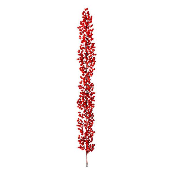 6' Artificial Red Flocked Berry Garland