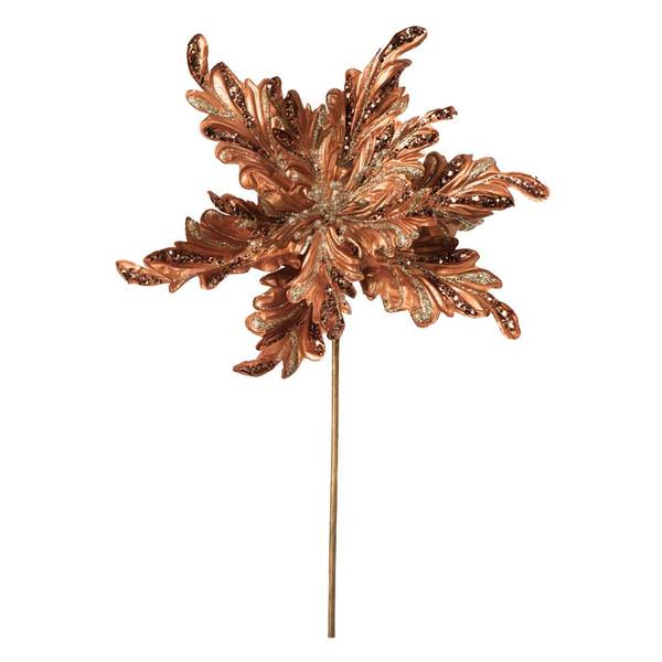 17" Mocha Poinsettia 14" Flower Pick (3 pack)