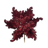 Vickerman 17" Artificial Burgundy Pearl Glitter Poinsettia Flower (3 pack)