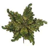 Vickerman 17" Artificial Lime Pearl Glitter Poinsettia Flower (3 pack)