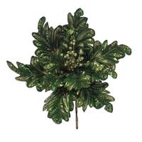 Vickerman 17" Artificial Green Pearl Glitter Poinsettia Flower (3 pack)