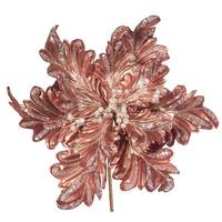 Vickerman 17" Artificial Rose Gold Pearl Glitter Poinsettia Flower (3 pack)