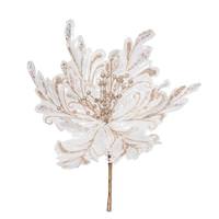 Vickerman 17" Artificial White Pearl Glitter Poinsettia Flower (3 pack)