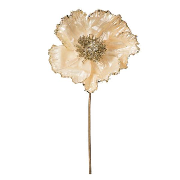 14" Ivory Pearl Poppy 8" Flower (3 pack)