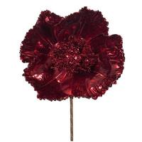 Vickerman 14" Artificial Red Pearl Glitter Poppy Flower (3 Pack)
