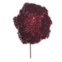 Vickerman 14" Artificial Burgundy Pearl Glitter Poppy Flower (3 Pack)