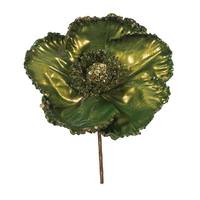 Vickerman 14" Artificial Lime Pearl Glitter Poppy Flower (3 Pack)