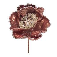 Vickerman 14" Artificial Rose Gold Pearl Glitter Poppy Flower (3 Pack)