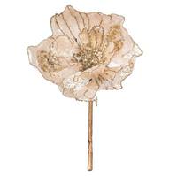 Vickerman 14" Artificial Ivory Pearl Glitter Magnolia Flower (3 Pack)