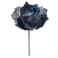 Vickerman 14" Artificial Turquoise Pearl Glitter Magnolia Flower (3 Pack)