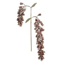 Vickerman 20" Artificial Chocolate Pearl Glitter Hanging Foxglove (3 pack)